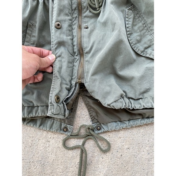 Vintage Ambiance Y2K Womens Size M Hooded Army Green Cotton Utility Jacket Adjus - Picture 4 of 10